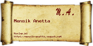 Mensik Anetta névjegykártya